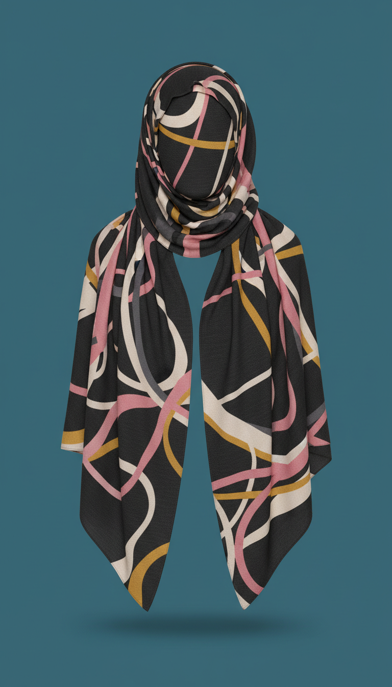 Hijab imprimé artiste noir graphite édition limitée